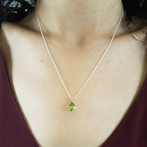 Dazzlingrock Collection 9x7 mm Pear Cut Ladies Solitaire Teardrop Pendant (Silver Chain Included), Sterling Silver - Image 3