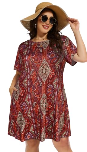 Image of Plus Size Summer Dresses Casual Tshirt Dress Loose Beach Pockets Sundress