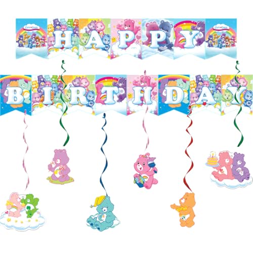 Cute Bear Banner Hanging Swirls birthday Party Supplies The me