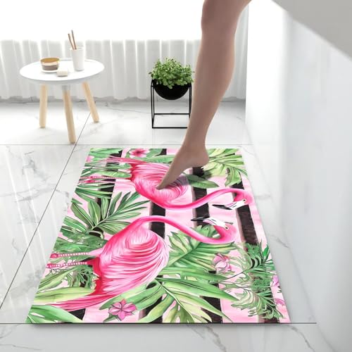 Tapis porte d'entrée grand format 90x150cm rose anti-glisse