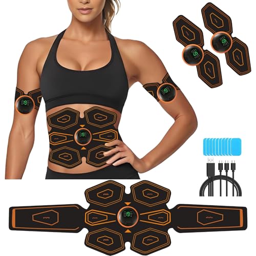 AILEDA ABS Trainer Muskelstimulator, USB wiederaufladbarer EMS-Muskelstimulator mit 8 Modi und 19 Intensitätsstufen, ABS Stimulator Muskeltoner Tragbarer Bauchstraffer