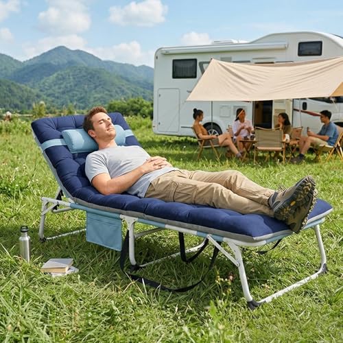 Image of ABORON Patio Lounge Chair, Adjustable Folding Tanning Chair, Max 450LB Load