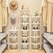 Kitstorack Vertical Shoe Rack: 8 Tiers Stackable Shoe Rack for Closet DIY Free Standing Shoe Organizer Small Shoe Shelf for Small Spaces and Narrow Spaces Plastic, White