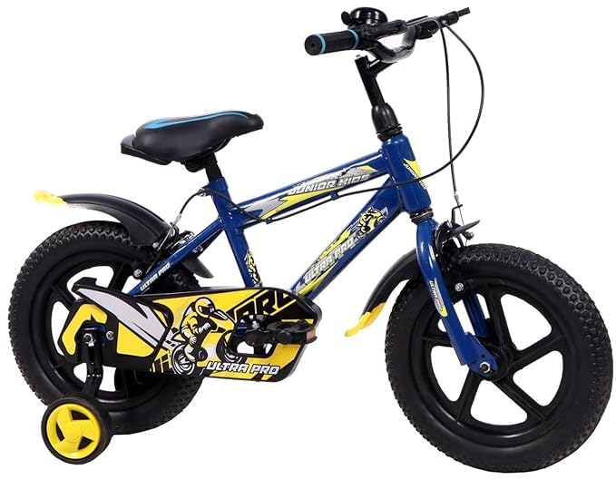 Image of JUNIOR KID BMX 14 Inch Kids Cycle with Rigid Suspension Side Wheels Ideal for 2 to 5 Years Boys and Girls Bicycle Navy