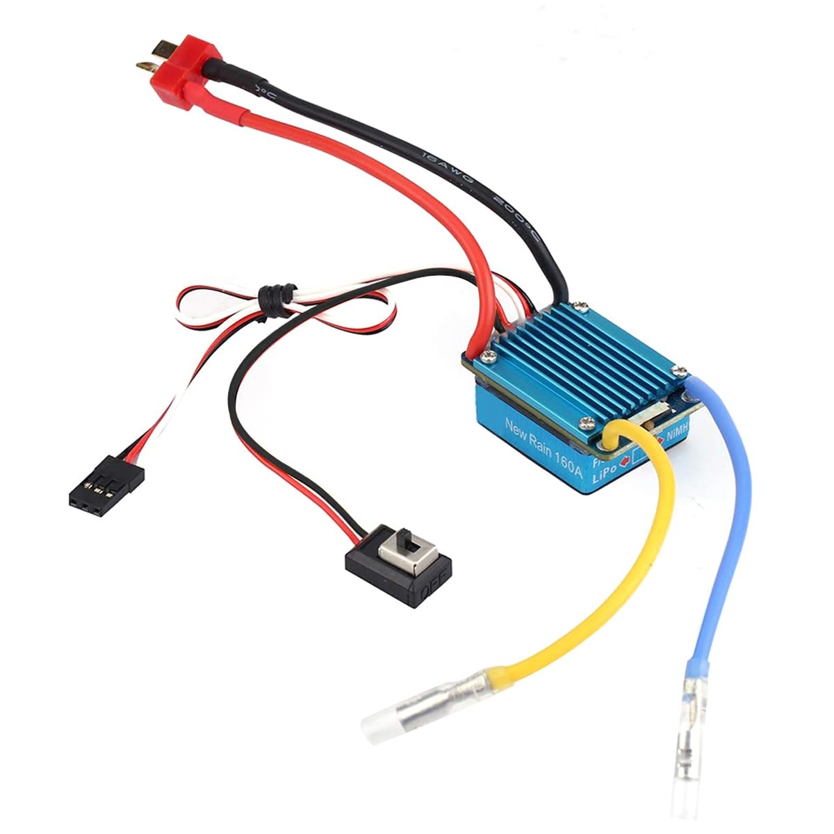 ESC spazzolato impermeabile 3S 160A con spina BEC T 5V 1A per auto RC da 1/12 o più grandi, controllo migliorato, prestazioni di potenza