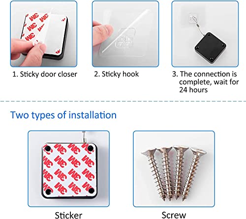 [1 Piece] Punch-Free Automatic Sensor Door Closer, Multifunctional Automatic Door Closer, Residential Commercial Auto Door Closer With Drawstring, Closer Door For Internal, Home, Storm (Black, 1) #TOP1