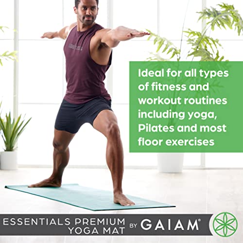 Gaiam Essentials 1/4" Thin (6mm) Yoga & Pilates, Fitness & Exercise Mat with Easy-Cinch Carrier Strap Cusion Support For Fitness and Gym Workouts by Gaiam - Image 5