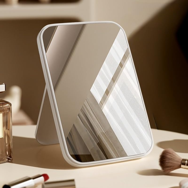 Espejo de Maquillaje Cuadrado Plegable Portátil Blanco miniatura 5