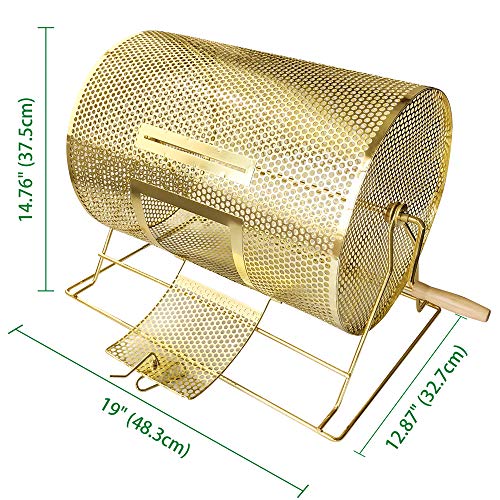 YH Poker Deluxe Medium Size Brass Plated Raffle Drawing Ticket Drum Holds 5000 Drawing Tickets Spinning Lottery