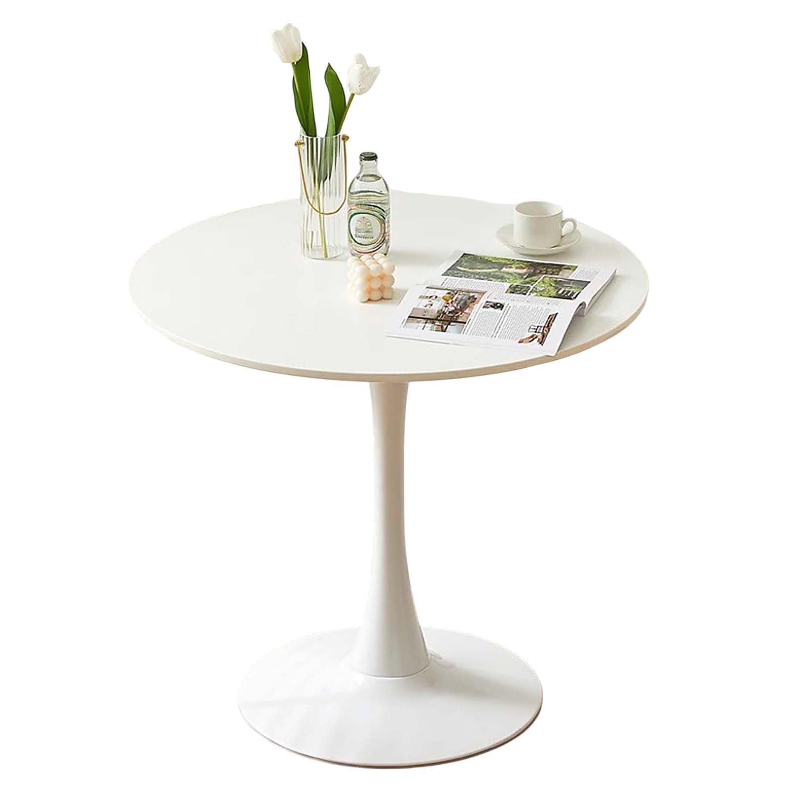 round dining table white with pedestal base, 31.5inch tulip dining room table for 2-4 people, small pedestal dining table for kitchen living room
