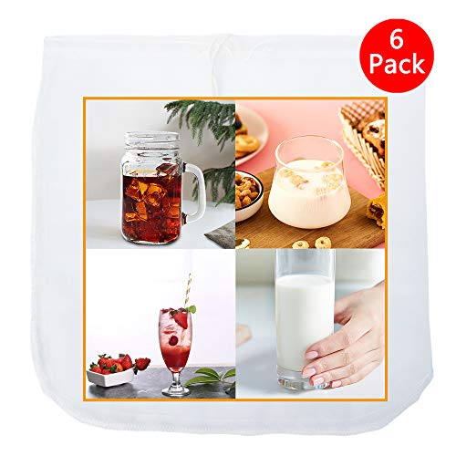 6 Pack - Nut Milk Bag-12x12 Inches - iAesthete Reusable Food Grade Nylon