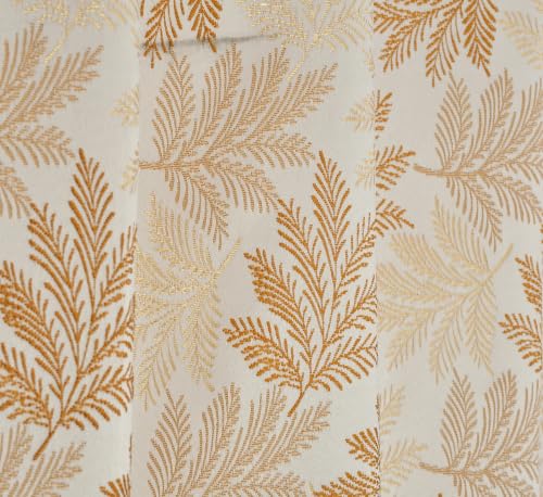 Image of HOME UTSAV Premium Jute Curtains for Window 5 feet Leaf Pattern Room Darkening Curtain | Pack of 1 | Jacquard Fabric | Beige