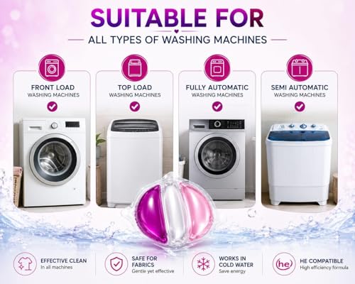 Image of Laundry Pods Detergent Capsules 3 in 1, Dissolvable Clothes Washing Pods with Tough Stain Cleaning & Floral Fragrance for Top /Front Load Machines, 1 Pod for 5-7 kg Load (20, Fresh)