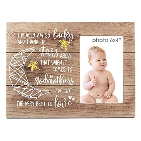 VILIGHT Gifts for Godmother from Godchild - Rustic Godmother Picture Frame from Godkids - 4x6 Inches Photo Cover