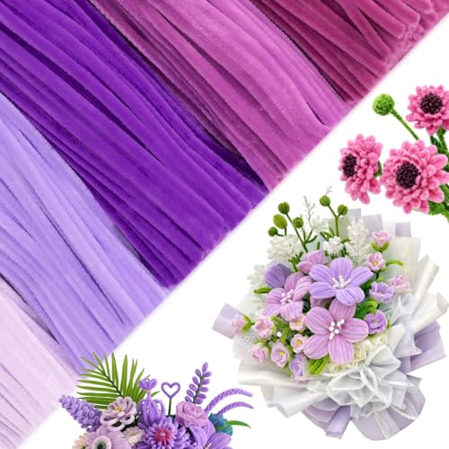 Image of Peryiter 500pcs Pipe Cleaner Craft Pack, Light Purple, 12 Inch
