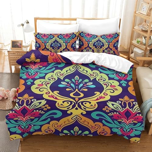 Housse de couette fleurs imprimé 3D parure de lit microfibre 3pcs - 2