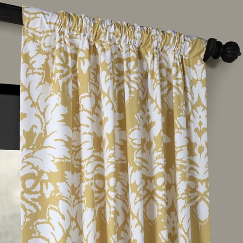 Image of HPD Half Price Drapes Luxury Damask Printed Curtains 84 Inches Long Luxury Damask Cotton Curtains (1 Panel) Room Darkening Window Curtains for Bedroom & Living Room, 50W x 84L, Lacuna Sun Damask