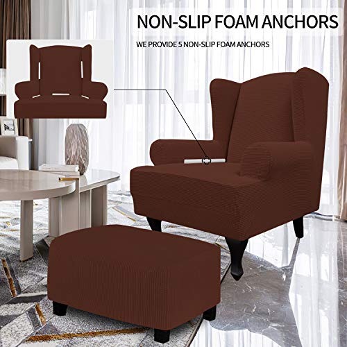 Image of Easy-Going Stretch Large Wingback Chair Sofa Slipcover Coffee