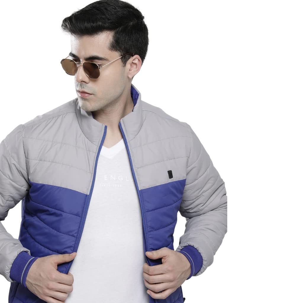 the indian garage co Men Blue Slim Fit Colorblocked Puffer Jacket-picture-27