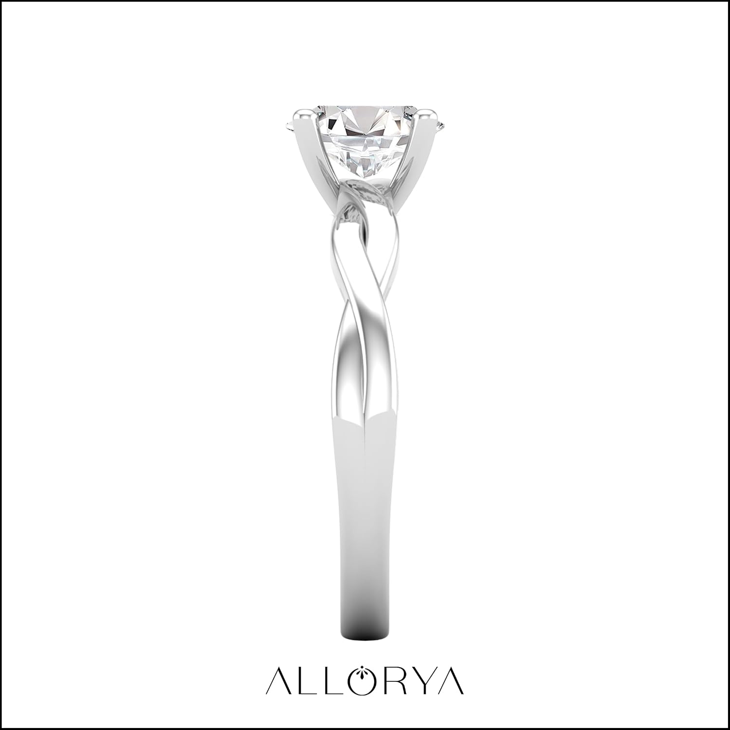 0.25 Carat Oval Moissanite or Lab Grown 0.25 Carat White Diamond Twisted Solitaire Engagement Ring for Women in 925 Sterling Silver
