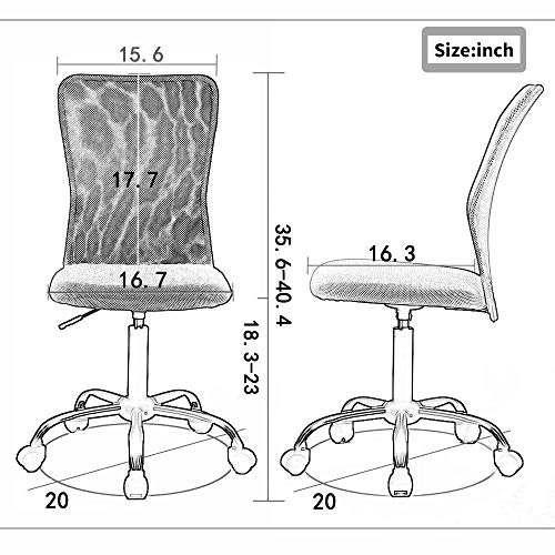 Home Office Desk Chair Armless Mid Back Mesh Chair Height Adjustable Small Computer Chair, Cheap Ergonomic Modern Task Office Chair No Armrest Executive Rolling Swivel Chair With Wheels，Grey #TOP1