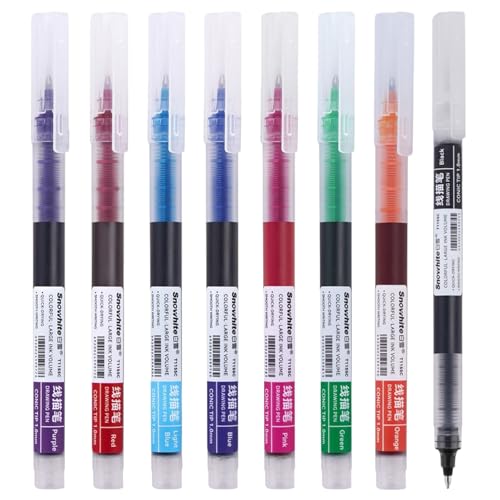 Bamily - Paquete de 8 bolígrafos de colores, bolígrafos verdes, bolígrafo de escritura a mano, tinta líquida de secado rápido, punta de 1 mm, escritura suave para escuela, oficina, hogar, diario de