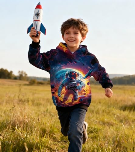 Image of Belovecol Boys Hoodies 3D Printed Hooded Sweatshirts with Pocket for 6-16Y | Pullover Hooded Style Pattern All-over Printed Long Sleeve Non-Fleece Soft Lightweight Tops for Kids