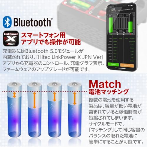ハイテック AA/AAA Charger X4 アドバンスEX PRO 44360 充電器 単3 単4 単三 単四 電池 バッテリー 急速充電 放電器 リフレッシュ アナライズ 高性能 PD対応 簡単操作 レース用 日本正規品