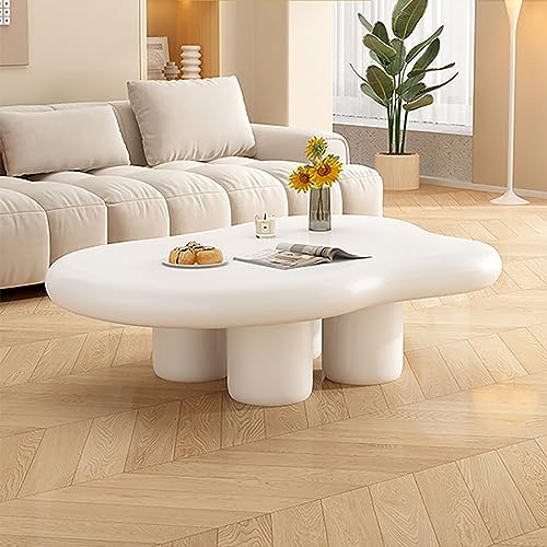 Table basse moderne assemblage facile en bois blanc forme nuage - 2