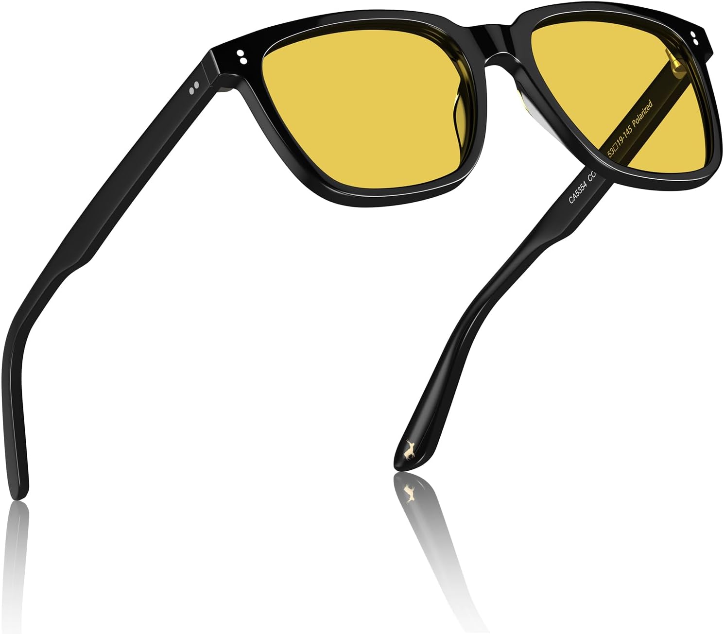 CARFIA Retro Night Vision Glasses for Men - Acetate Square Night Driving Glasses, Reduces Headlight Glare & Enhances Clarity