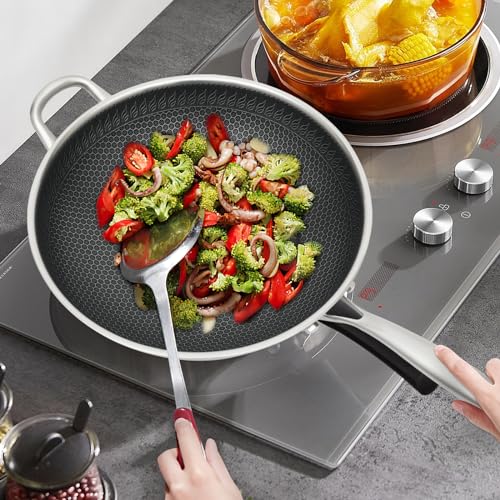 Wok de acero inoxidable 13 pulgadas con tapa y mango miniatura 2