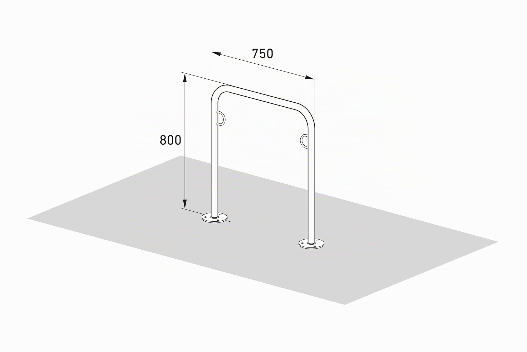 Fahrradanlehnbügel Trust 11, 3er Pack, zum Aufdübeln | 750mm | mit Ringösen | Fahrradständer für 2 Fahrräder | Anlehnbügel Anlehnparker Radständer