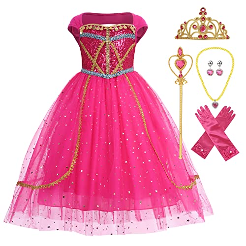 IWEMEK Disfraz Aladin Jasmine Vestido Niña Princesa Disfraz Niño Niña Aladin Princesa Jasmine...