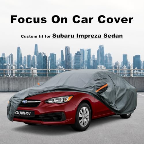 Image of GUNHYI Premium Car Cover Custom Fit Subaru Impreza Sedan, 16 Layers Heavy Duty Car Cover Waterproof All Weather with Zipper Door for Sun Rain Snow Dust Uv Protection