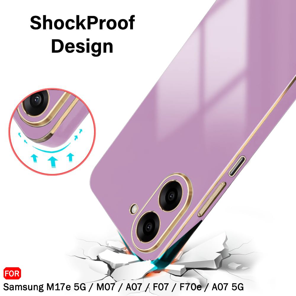 TheGiftKart Luxurious Golden-Plated Back Cover Case for Samsung Galaxy M17e 5G / M07 / A07 / F07 / F70e / A07 5G | Raised Lips for Camera & Screen Protection | Shockproof Design Stylish (TPU, Purple) — Amazon image 4