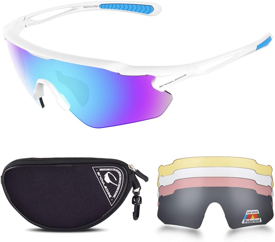 Sports Sunglasses UV 400 Protection, Cycling Glasses with TR90 Superlight Frame for Men Women Cycling Climbing Fishing Driving Golf