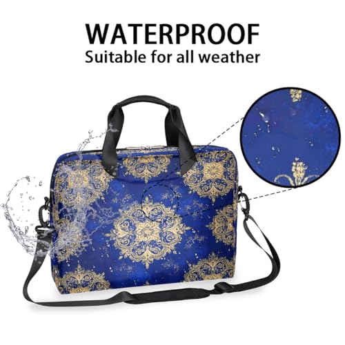 Maletín para laptop 16 pulgadas con diseño mandala azul y dorado miniatura 2