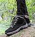 Men's Leather Lace Up Casual Hiking Boots Handmade Stitching Round Toe Outdoor Fashion High-top Sneakers Comfortable Lightweight Waterproof And Non-slip Backpack Boots Trekking Ankle Boots For Men(Bla