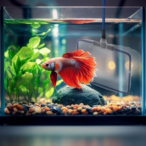 Image of Lpraer 4in 5in 6in Aquarium Fish Net Green Fine Mesh Nylon Net Collection with 11 inch Long Handle Square Quick Catch Fish Net for Fish Tank