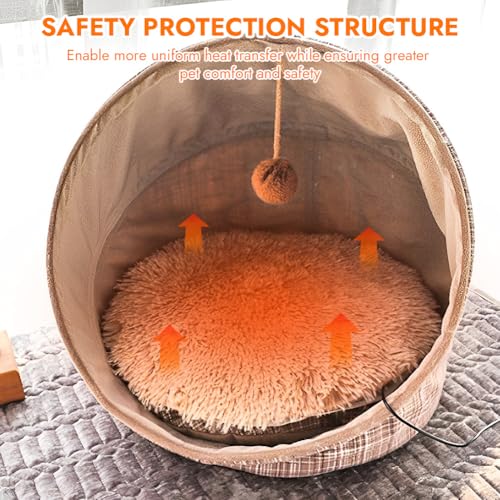 Peelanmall Heizmatte für Hunde und Katzen 40 x 40 cm, Innenwärmematte USB Lade Haustier Heizdecke 28 ℃ Konstante Plüsch-Haustier-Heizkissen, Katze Heizdecke, Weich & kuschelige Katzendecke (Khaki)