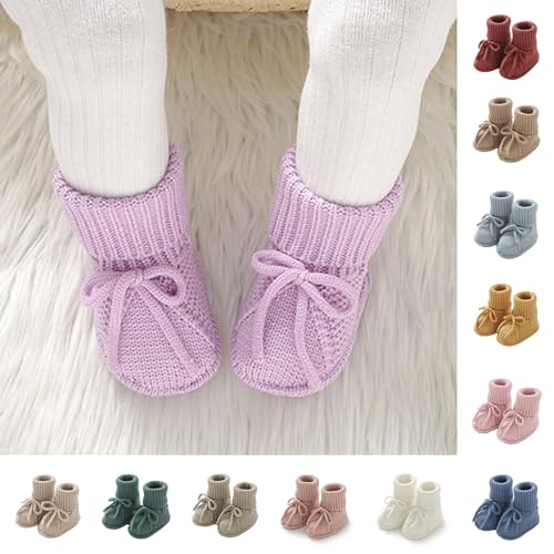 Baby Boys Girls Booties Newborn Infant Hand Knitting Crochet Boy and Girl Cozy Shoes Non Slip Crib Booties Winter2