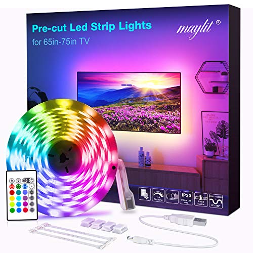 LED Strip Lights, Pre-Cut 14.3ft RGB LED Strip TV LED Backlight for 65-75in