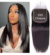 5x5 Hd Lace Closure Human Hair Closure For Black Women Straight 5x5 Closure Pre Plucked 12A Virgi...