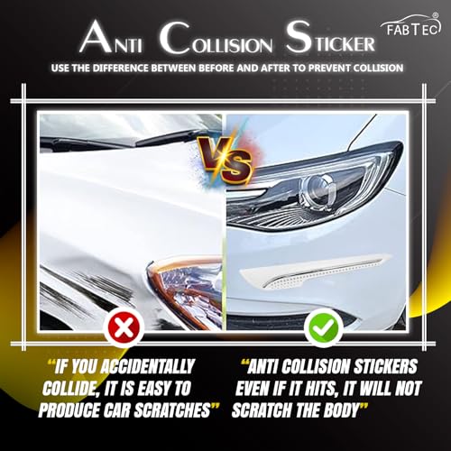 Image of FABTEC Car Bumper Protector Front & Rear Single Chrome Guard Set of 4 for All Cars (White)