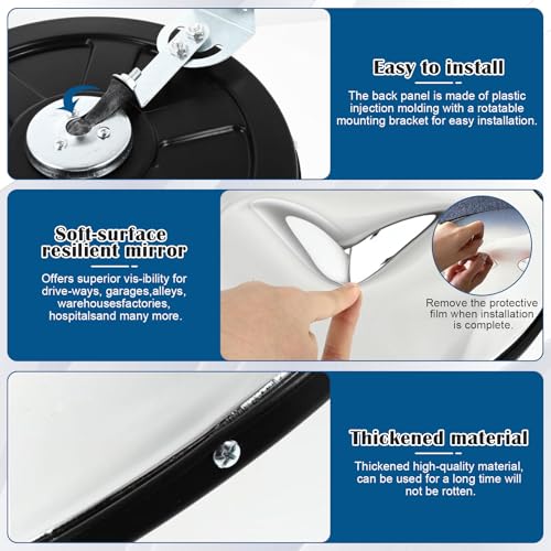 Miroir de circulation convexe 30 cm réglable pour garage et trafic