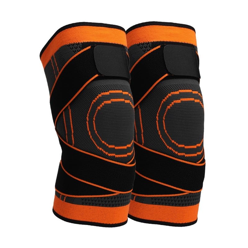 Exercise, protection Knee Pads Breathable Outdoor Running and Cycling Support Meniscus Protection Knee Pads for Fitness, cycling, running, playing football(Orange)