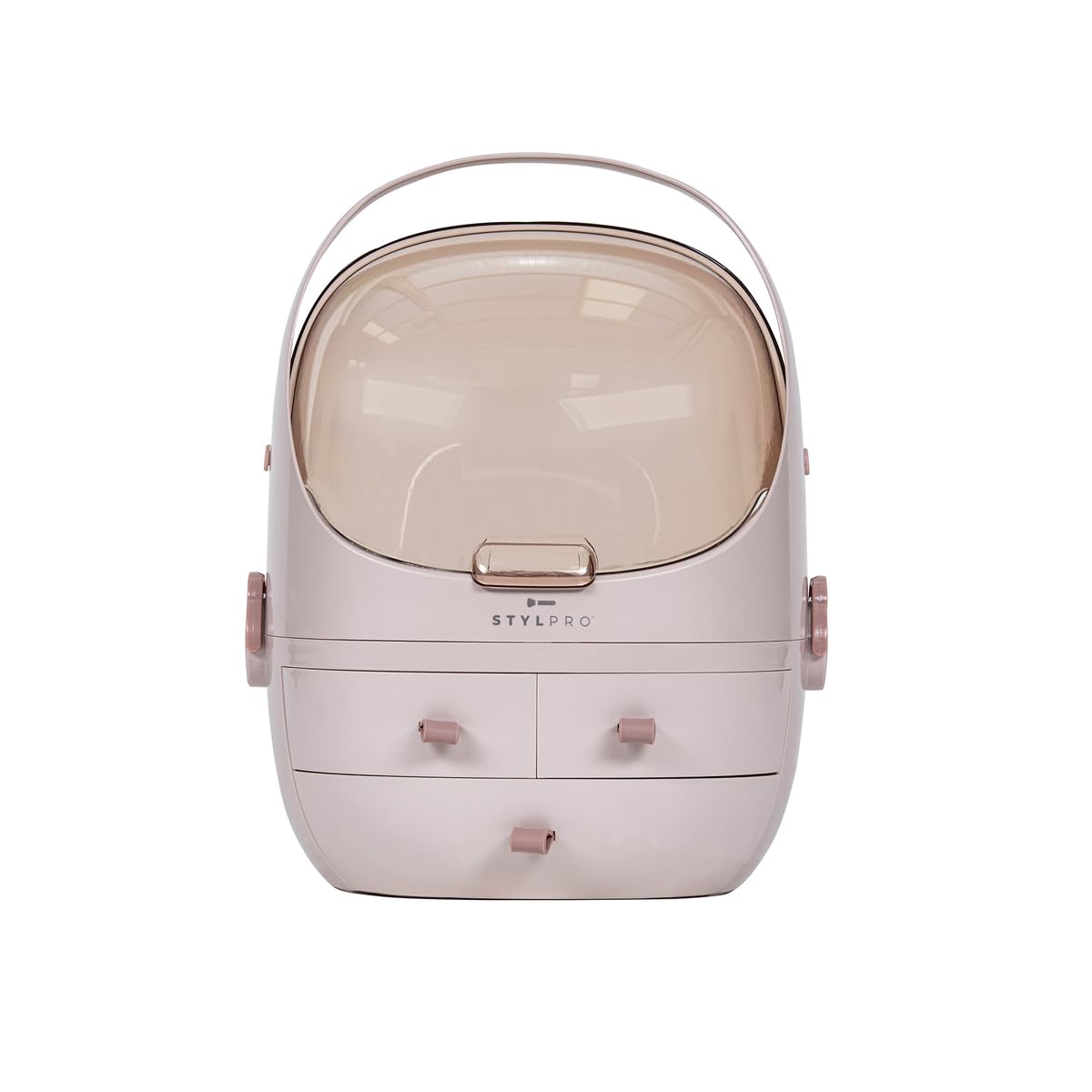 STYLPRO Beauty Storage Podlette, Kosmetik & Hautpflege Organizer mit 3 Schubladen, abnehmbarem Deckel, staubdichter Abdeckung & Reisegriff für Kommode, Schlafzimmer Rose 25x23x32cm