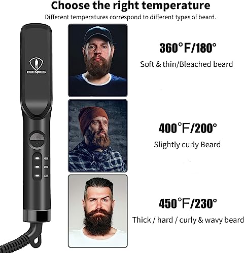 Ceenwes 3 in 1 Professional Beard Straightener with Beard Oil & Balm, Portable Hair Straightener Brush for Men & Women - Image 5