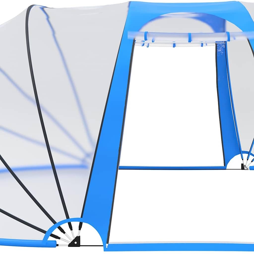 Cupola ovale per piscina, 530 x 410 x 210 cm, in PVC, con telaio in fibra di vetro, impermeabile, con due porte laterali arrotolabili, adatta per piscina fuori terra, offre protezione UV e