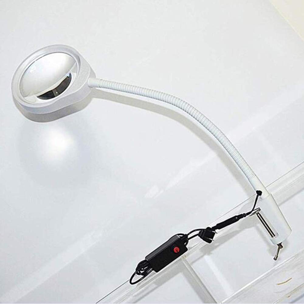 Lámpara con Lupa y Pinza - Lupa de Escritorio 8X con Luces - Lupa Manos Libres para Pasatiempos, Manualidades